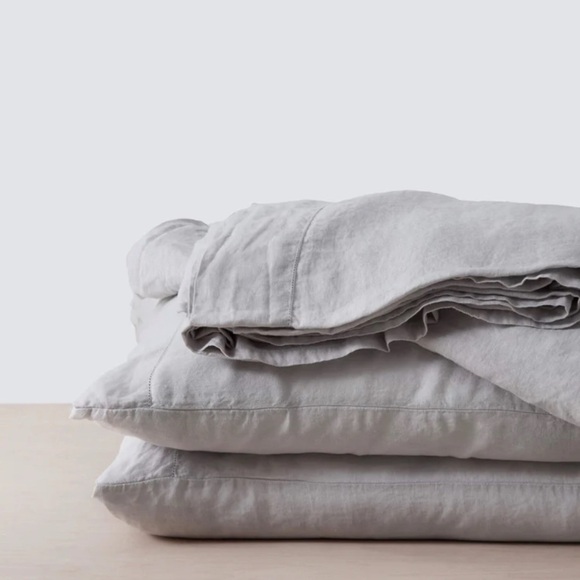 THE CITIZENRY 100% French Linen Gray Sz Queen Flat Sheet - Picture 1 of 7